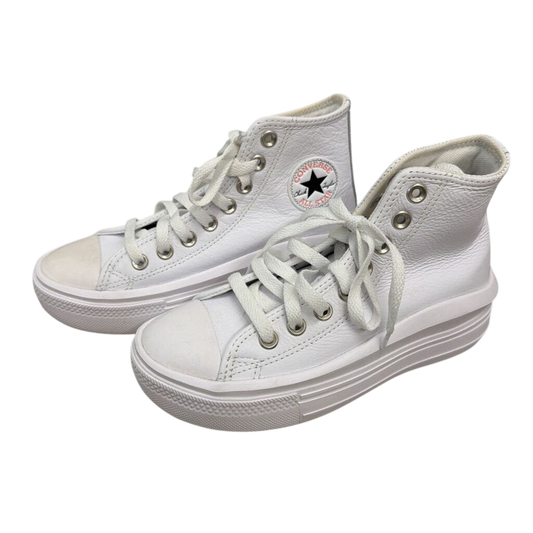Converse All Star White Leather Move Platform High Top Sneakers 5.5
