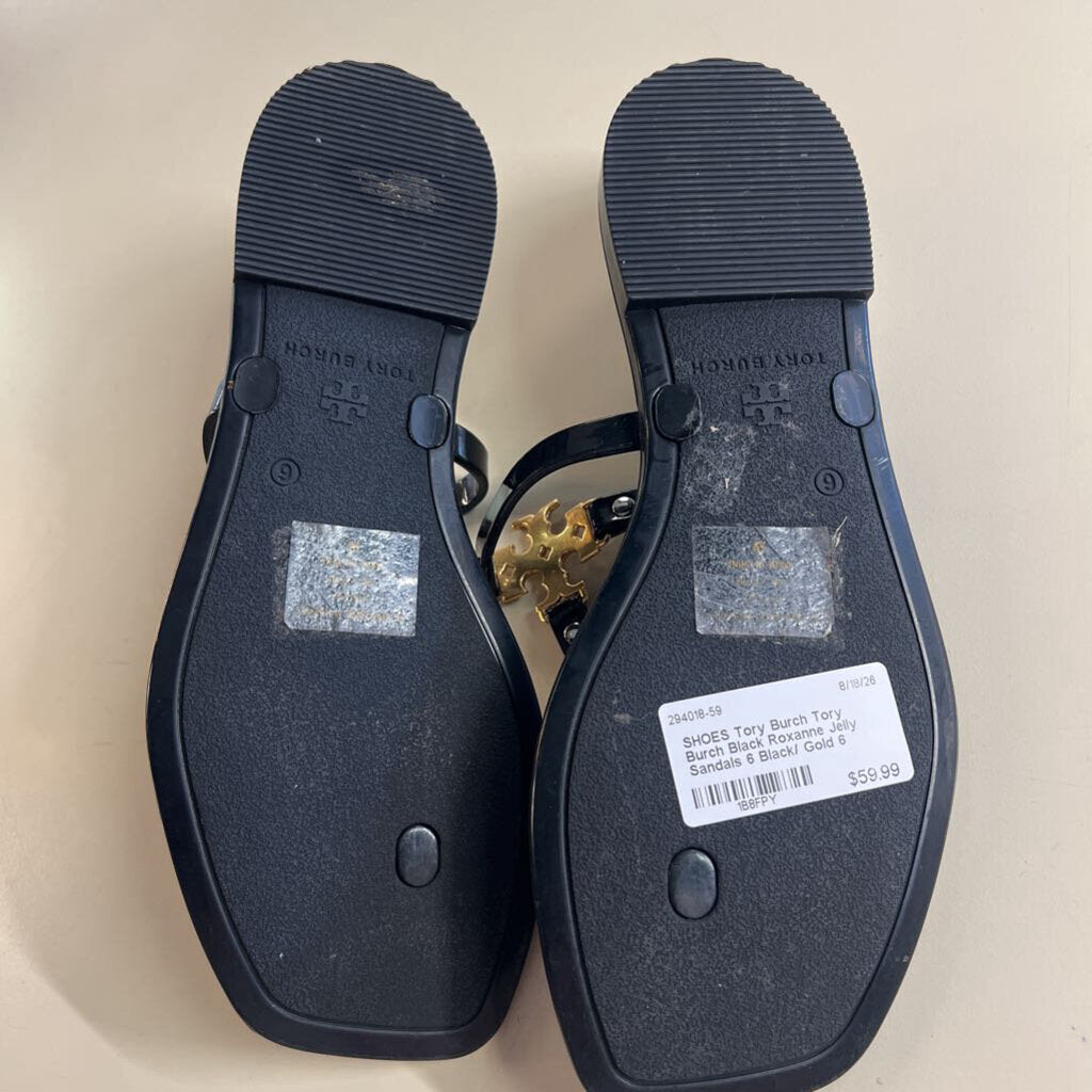 Tory Burch Black Roxanne Jelly Sandals 6