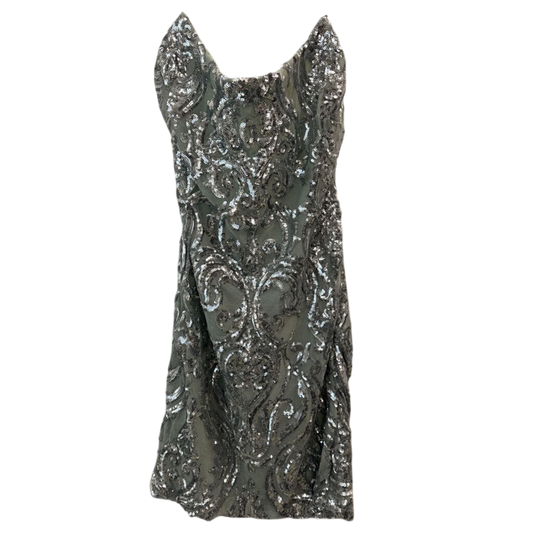 Sage Green/ Silver Sequin Print Short Formal Dress Medium