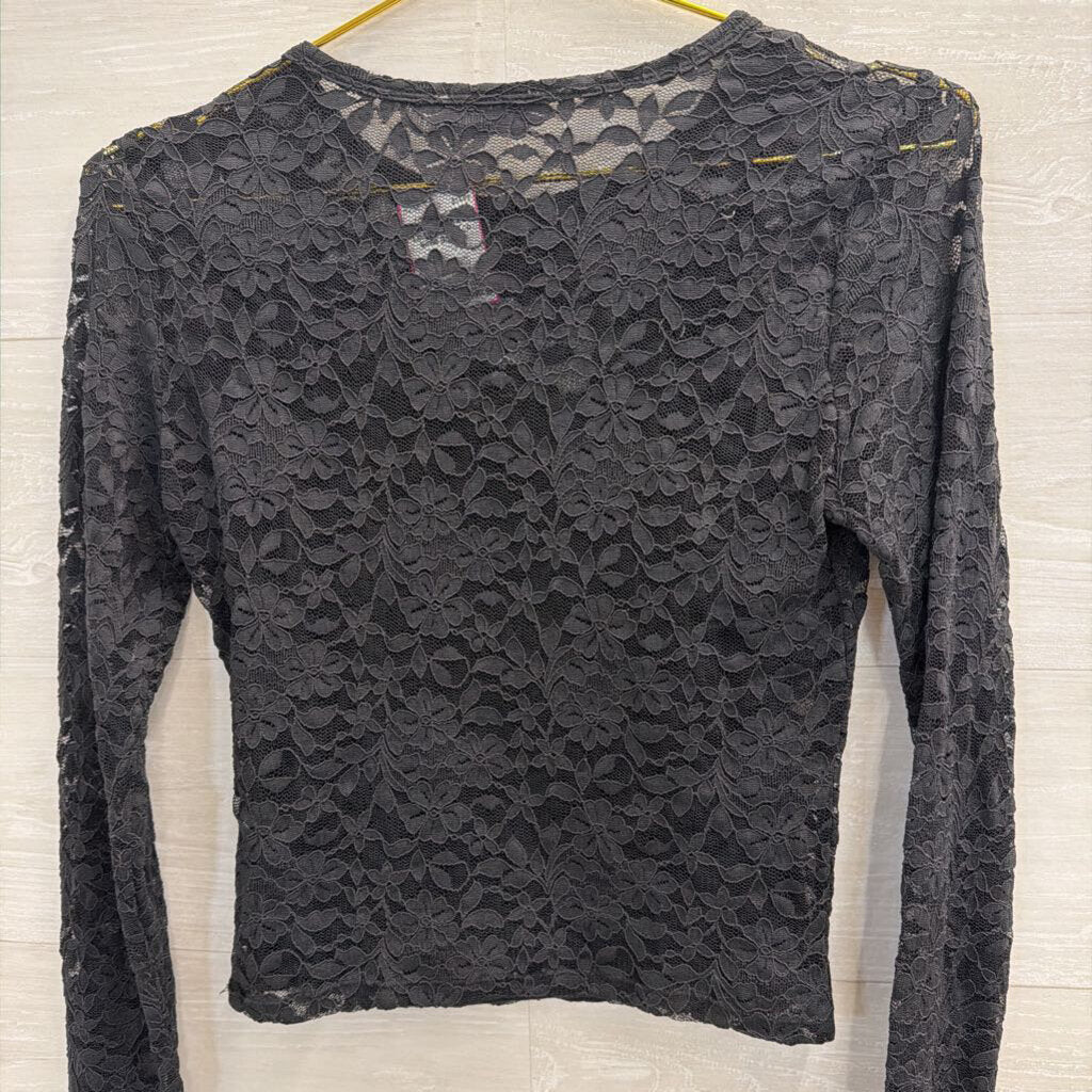Hollister Black Lace Long Sleeve Top Small