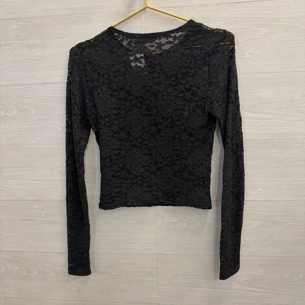 Hollister Black Lace Long Sleeve Top Small