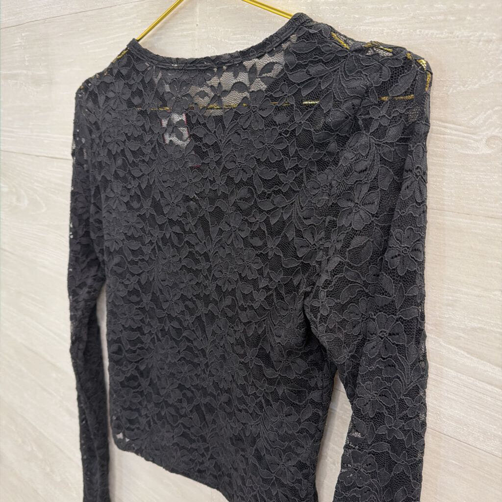 Hollister Black Lace Long Sleeve Top Small
