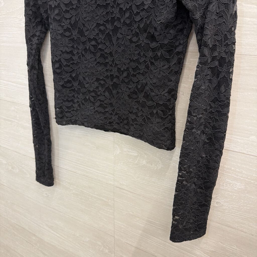 Hollister Black Lace Long Sleeve Top Small