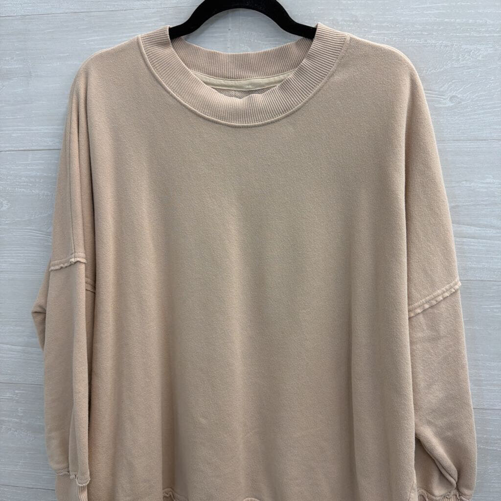 Aerie Beige Long Sleeve Slouchy Pullover Small