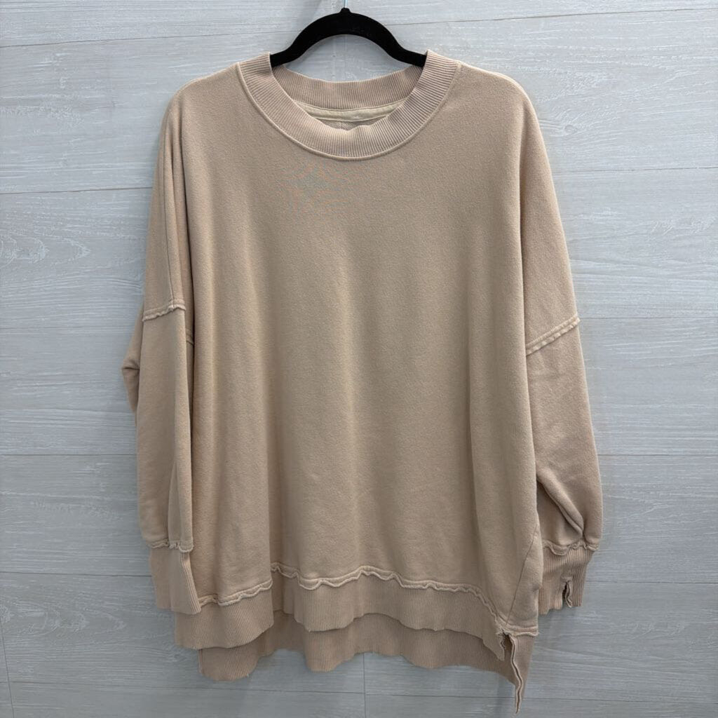 Aerie Beige Long Sleeve Slouchy Pullover Small