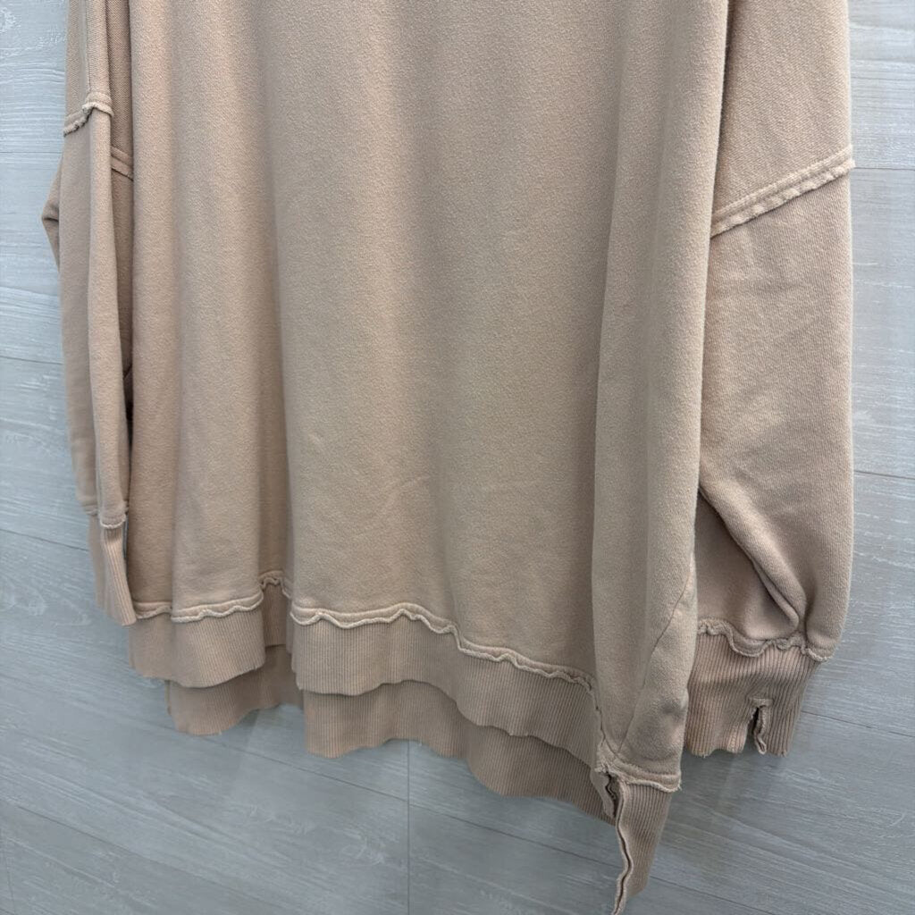 Aerie Beige Long Sleeve Slouchy Pullover Small