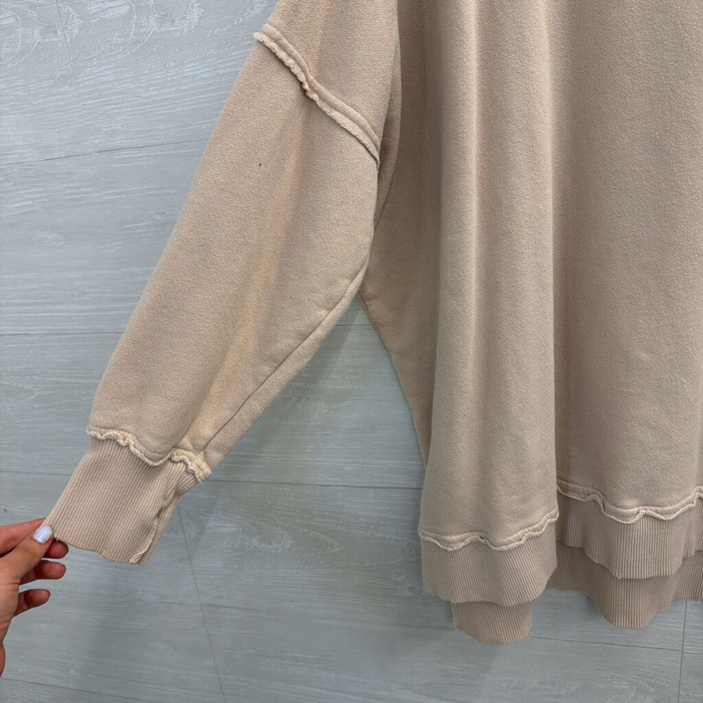 Aerie Beige Long Sleeve Slouchy Pullover Small