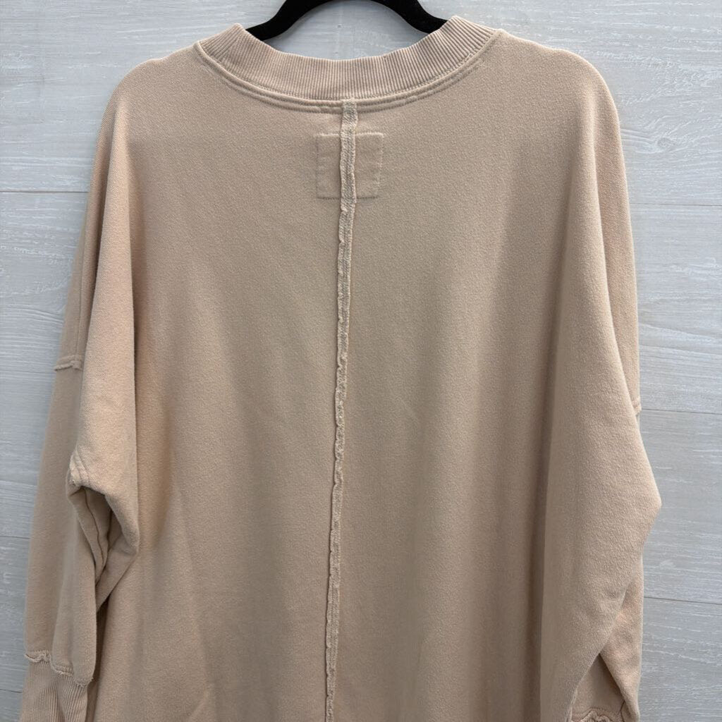 Aerie Beige Long Sleeve Slouchy Pullover Small