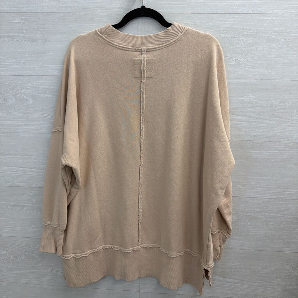 Aerie Beige Long Sleeve Slouchy Pullover Small