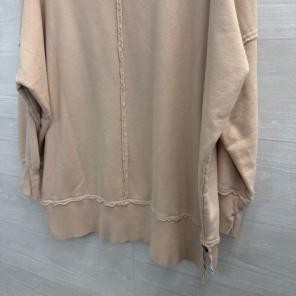 Aerie Beige Long Sleeve Slouchy Pullover Small