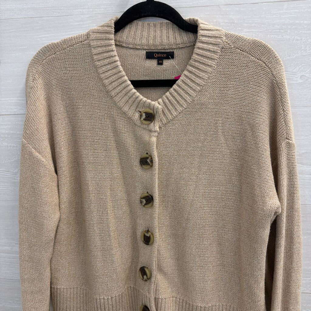 Quince Brown Knit Cardigan Sweater Extra Small