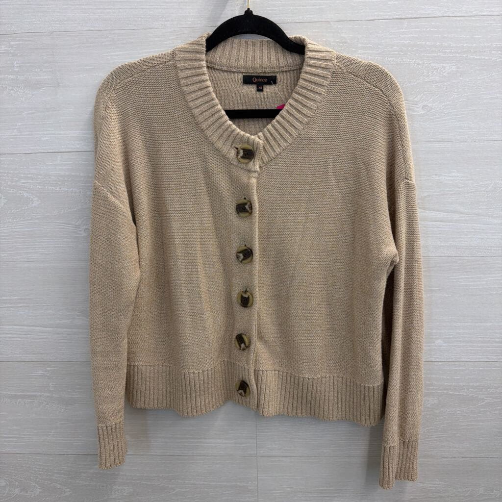 Quince Brown Knit Cardigan Sweater Extra Small