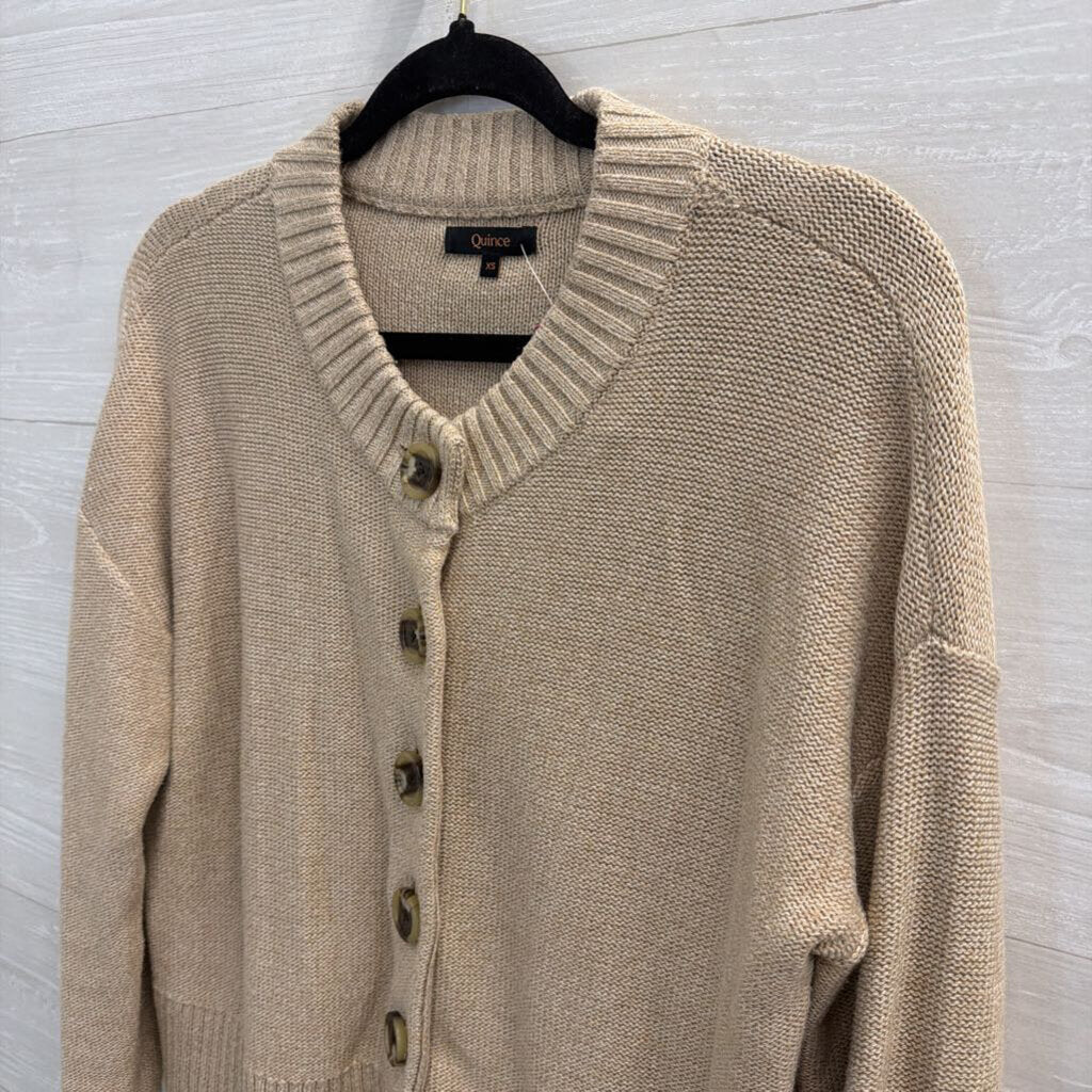 Quince Brown Knit Cardigan Sweater Extra Small