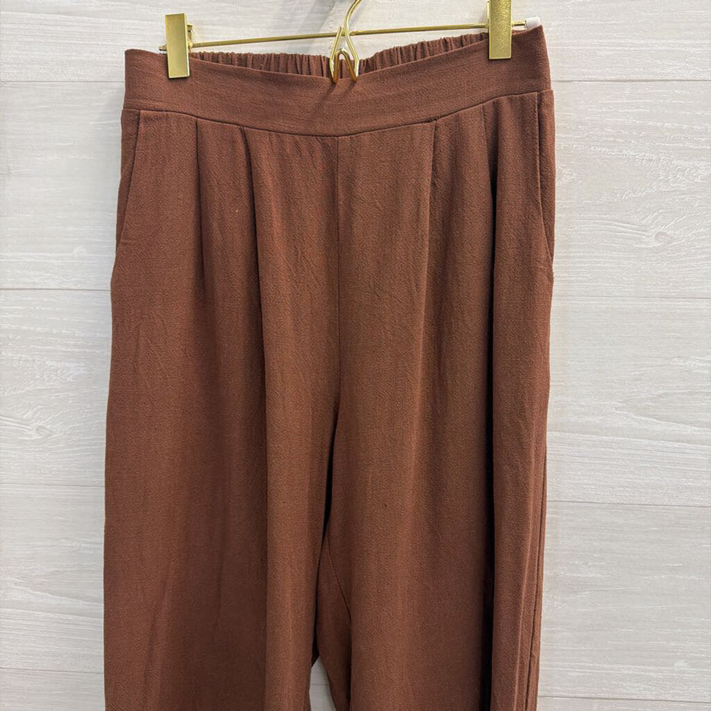 Monteau Brown Wide Leg Pants/ Cropped Tank Set Small