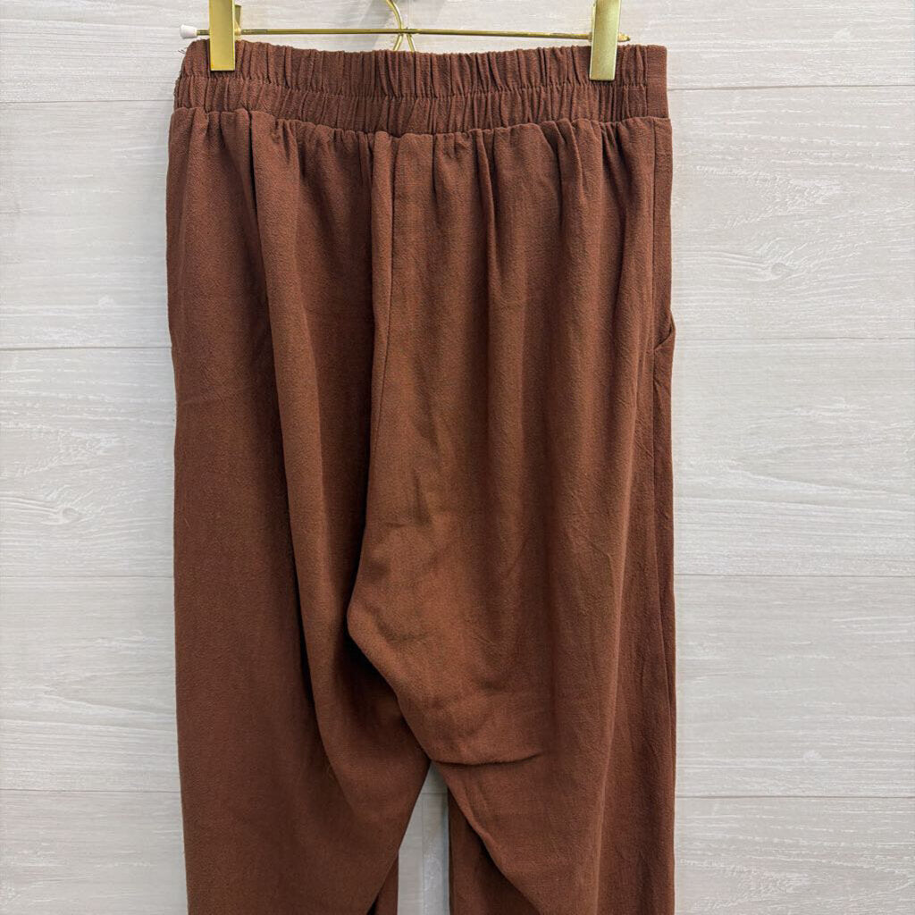 Monteau Brown Wide Leg Pants/ Cropped Tank Set Small