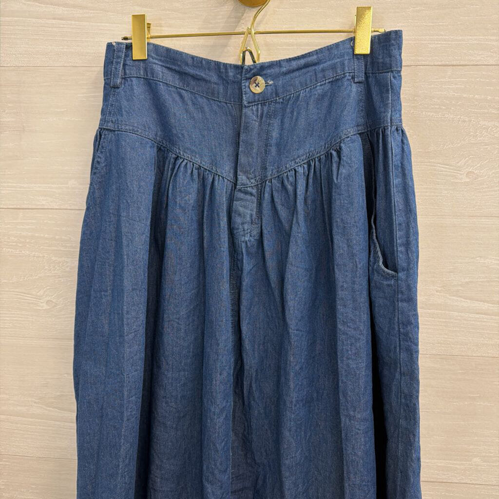 French Connection Dark Blue Chambray Midi Skirt 6