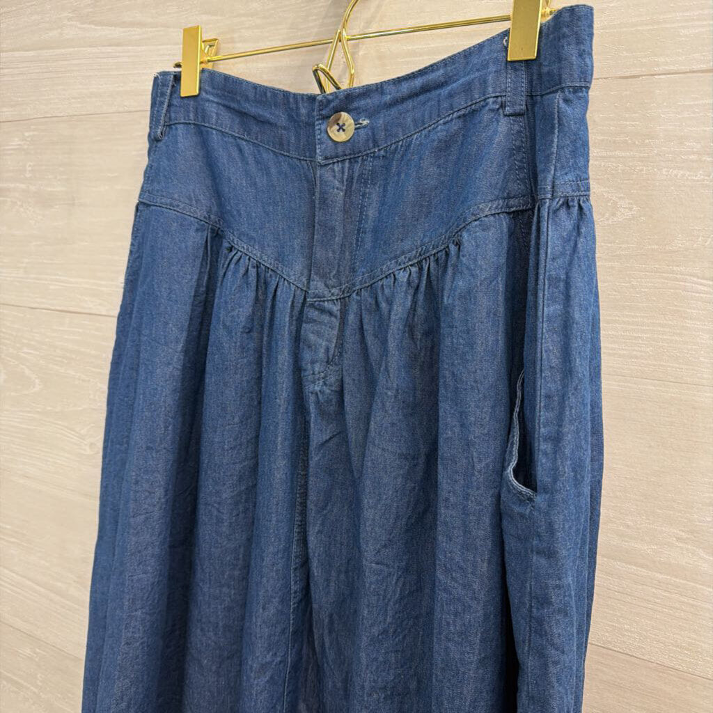 French Connection Dark Blue Chambray Midi Skirt 6