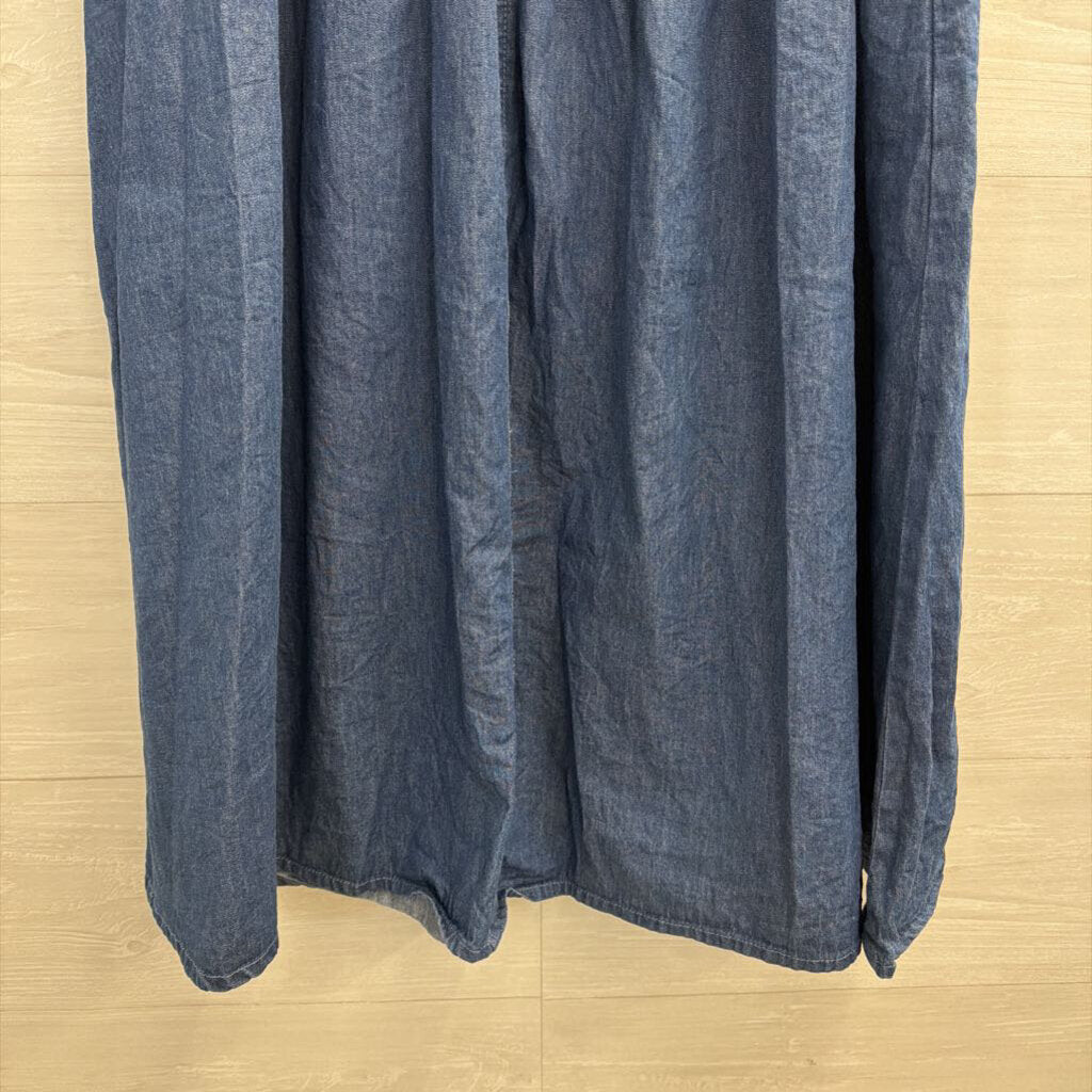 French Connection Dark Blue Chambray Midi Skirt 6