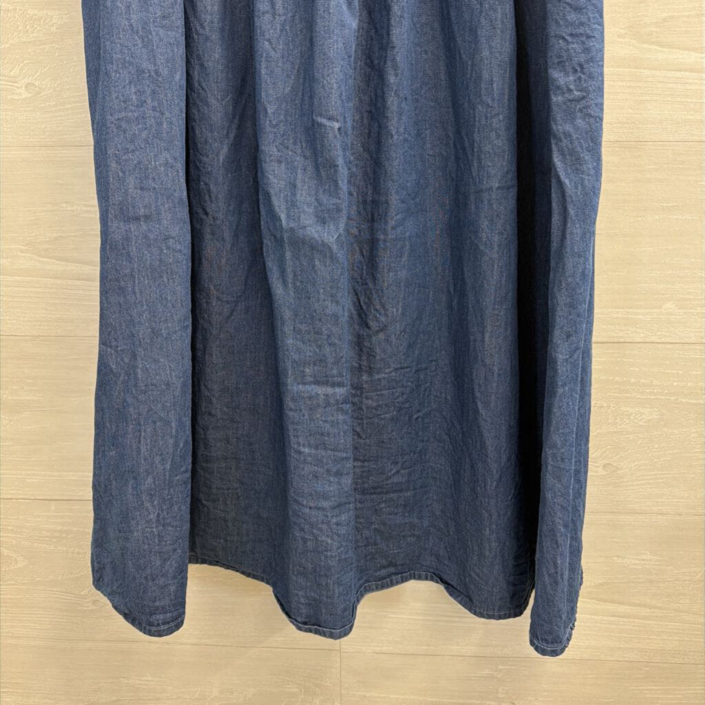 French Connection Dark Blue Chambray Midi Skirt 6
