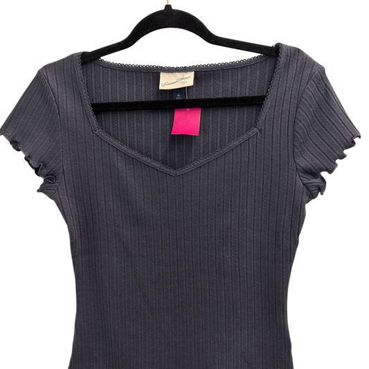 Grey Ribbed Short Sleeve Top Medium