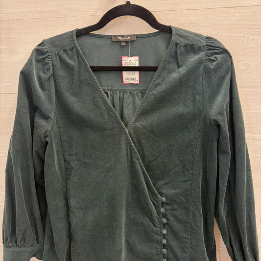 Madewell Green Velvet Long Sleeve Top Small