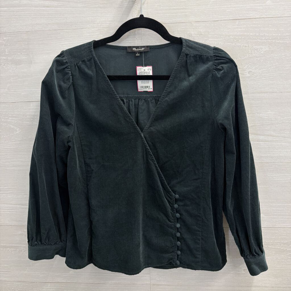 Madewell Green Velvet Long Sleeve Top Small