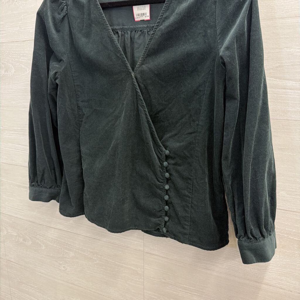 Madewell Green Velvet Long Sleeve Top Small