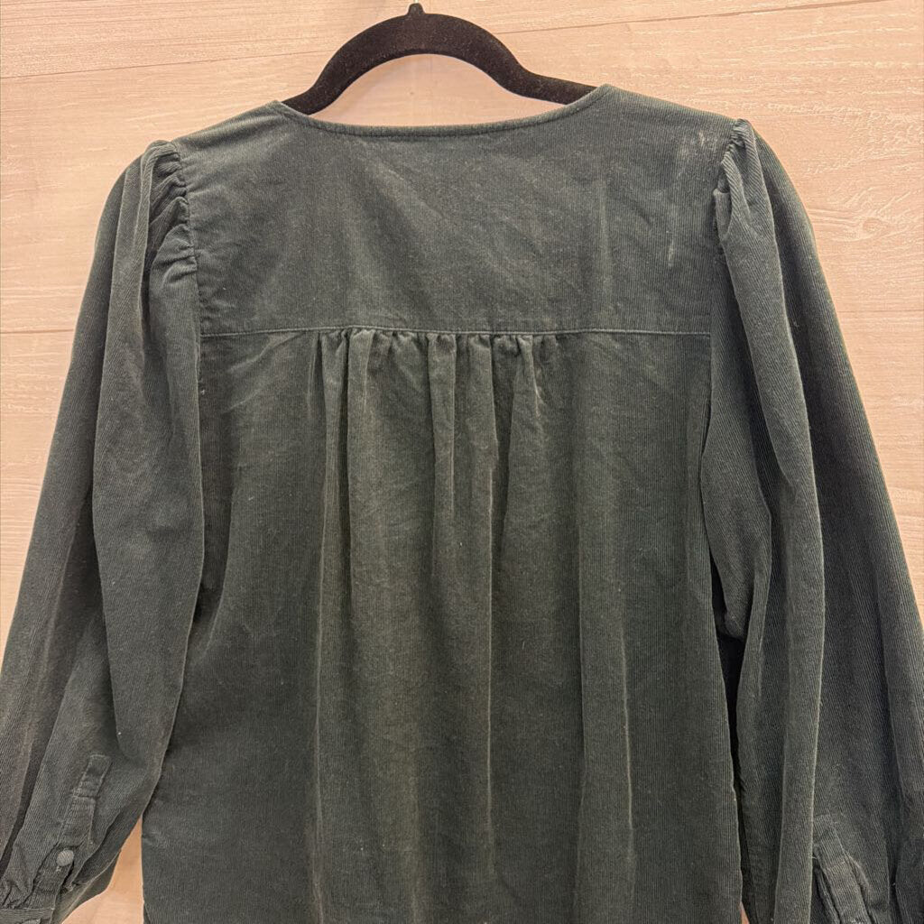 Madewell Green Velvet Long Sleeve Top Small