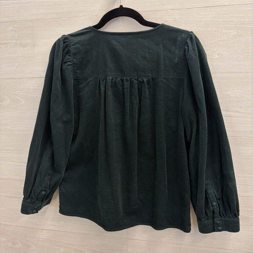 Madewell Green Velvet Long Sleeve Top Small
