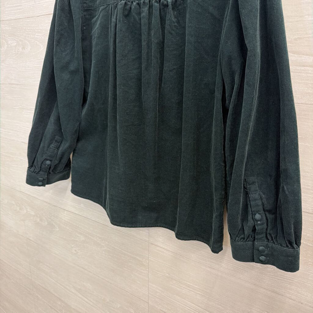 Madewell Green Velvet Long Sleeve Top Small