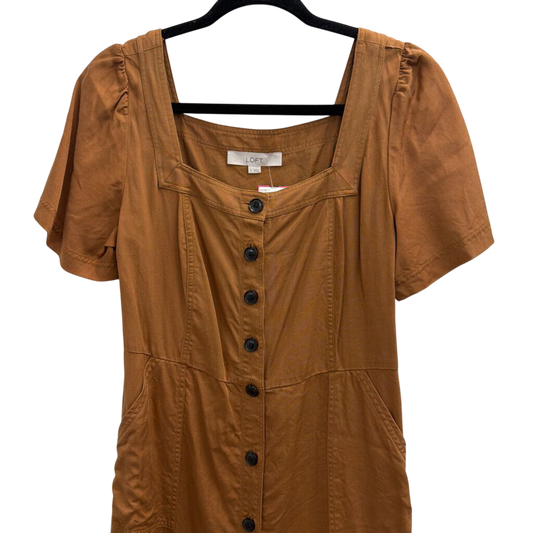 Loft Brown Short Sleeve Button Front Dress 4