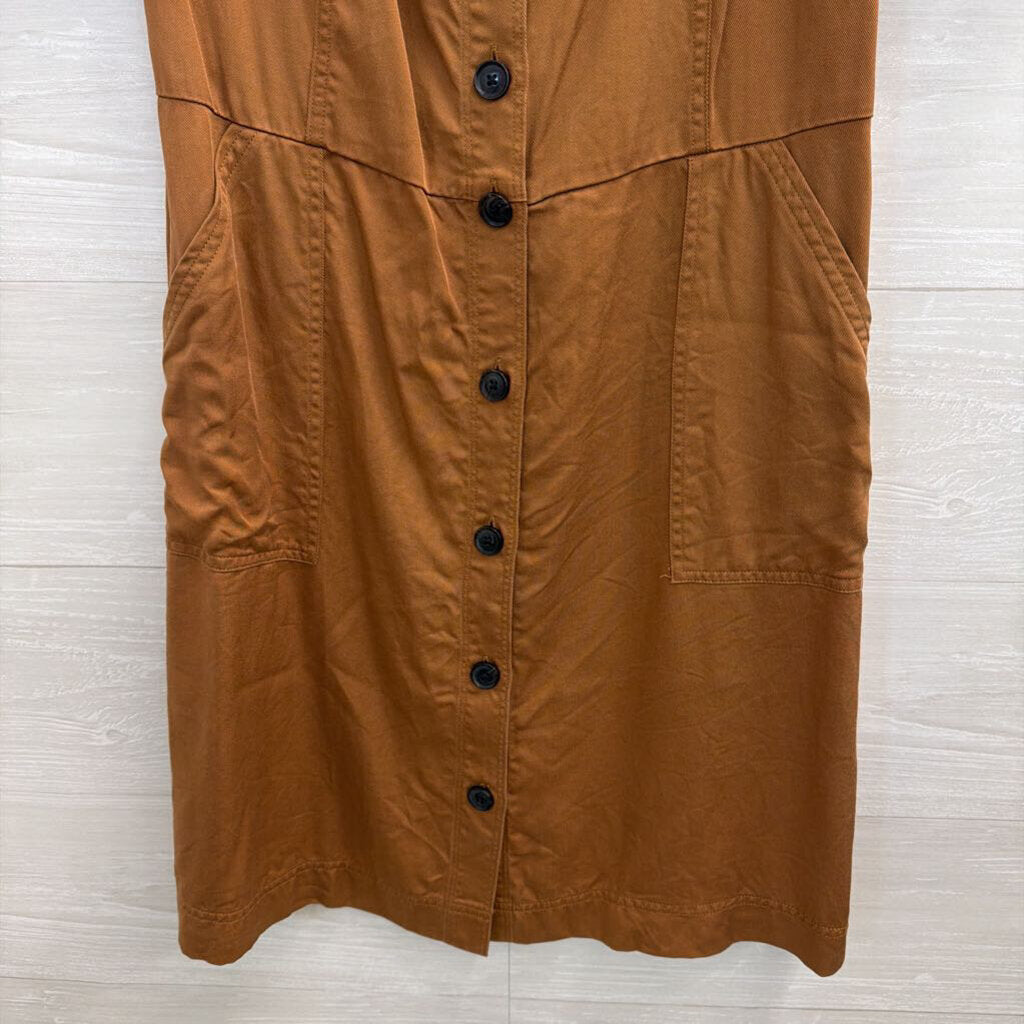 Loft Brown Short Sleeve Button Front Dress 4