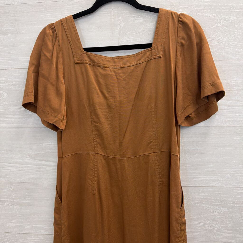 Loft Brown Short Sleeve Button Front Dress 4
