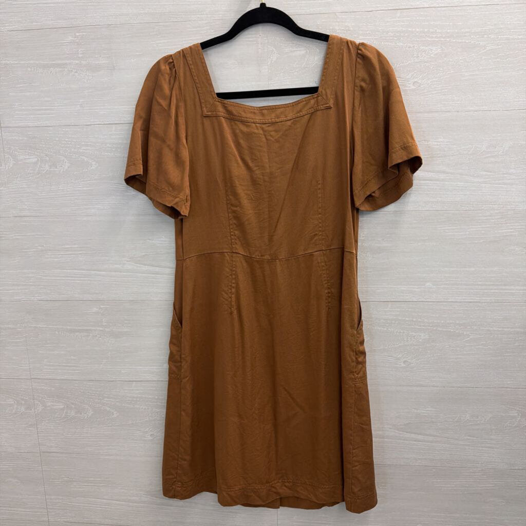 Loft Brown Short Sleeve Button Front Dress 4