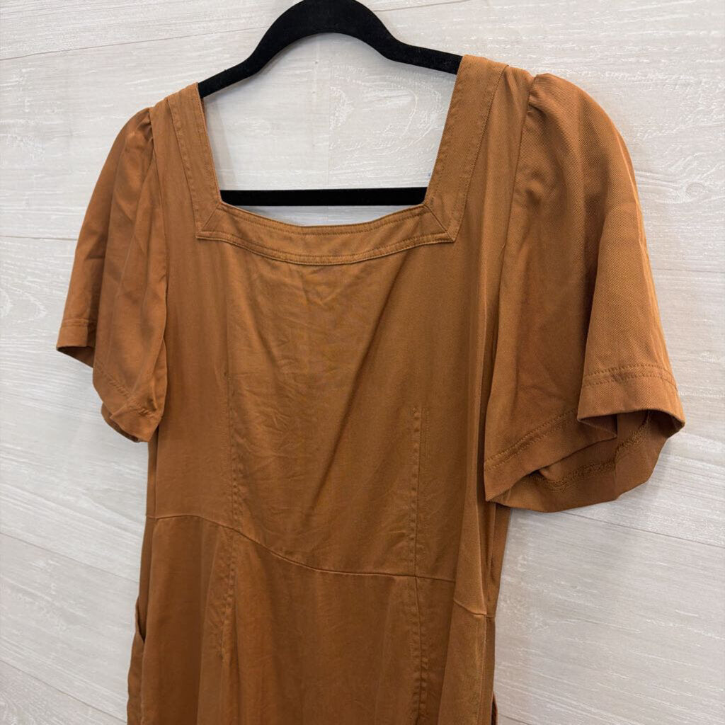 Loft Brown Short Sleeve Button Front Dress 4