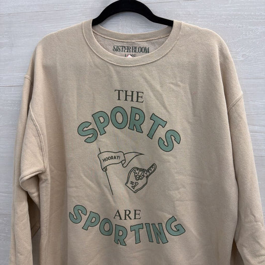 Sister Bloom Beige/ Multi Sports Crewneck Sweatshirt Large