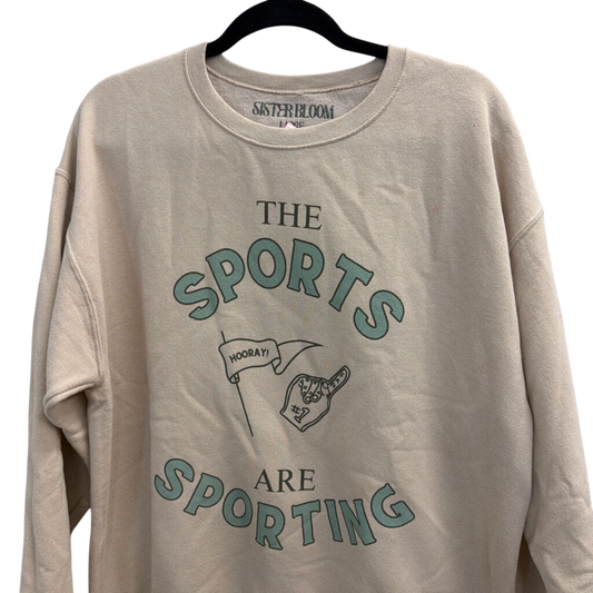 Sister Bloom Beige/ Multi Sports Crewneck Sweatshirt Large