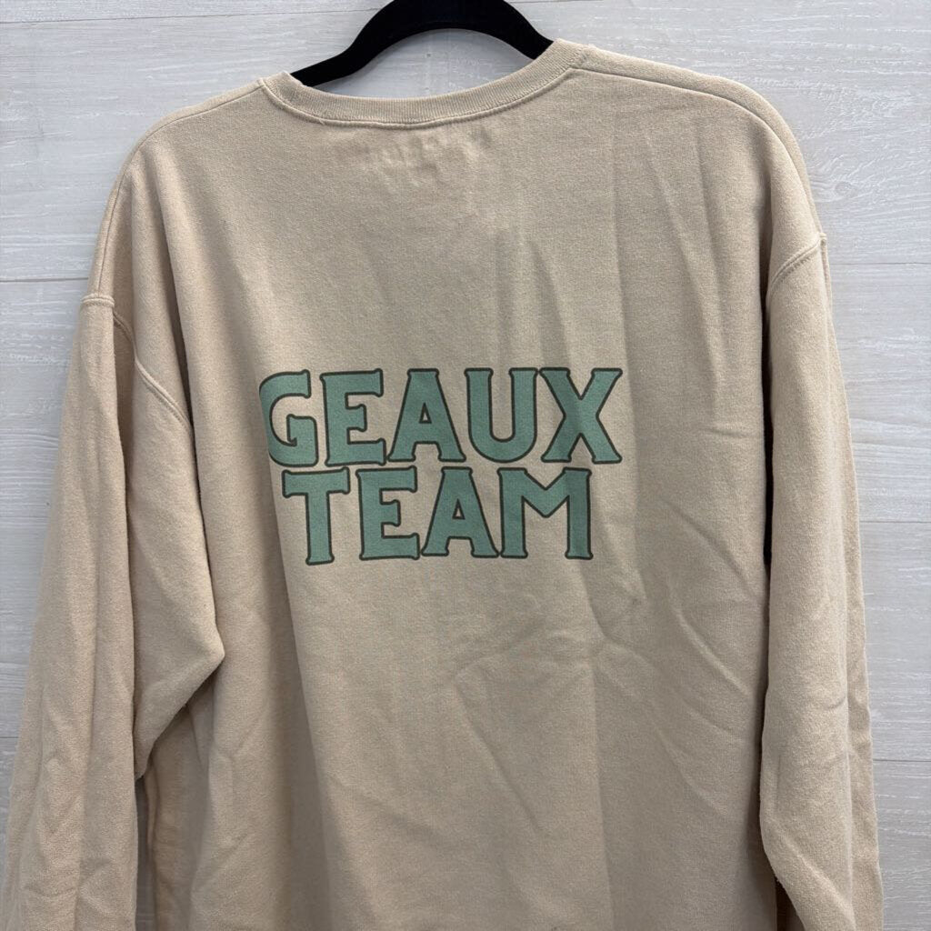 Sister Bloom Beige/ Multi Sports Crewneck Sweatshirt Large