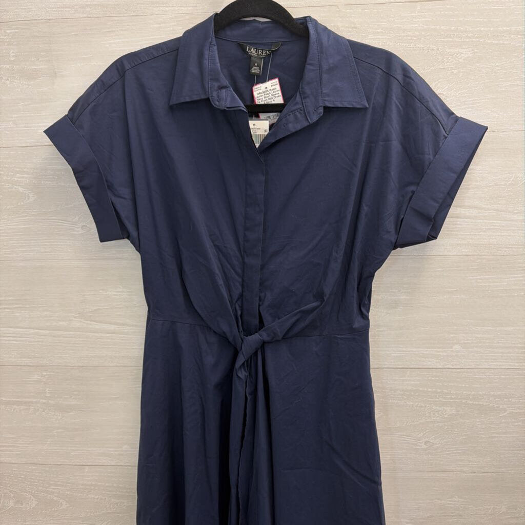Ralph Lauren Navy Short Sleeve Tie Front Midi Dress 6