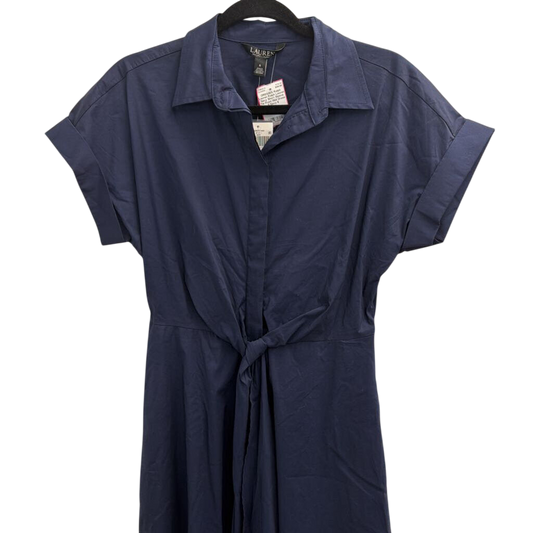 Ralph Lauren Navy Short Sleeve Tie Front Midi Dress 6
