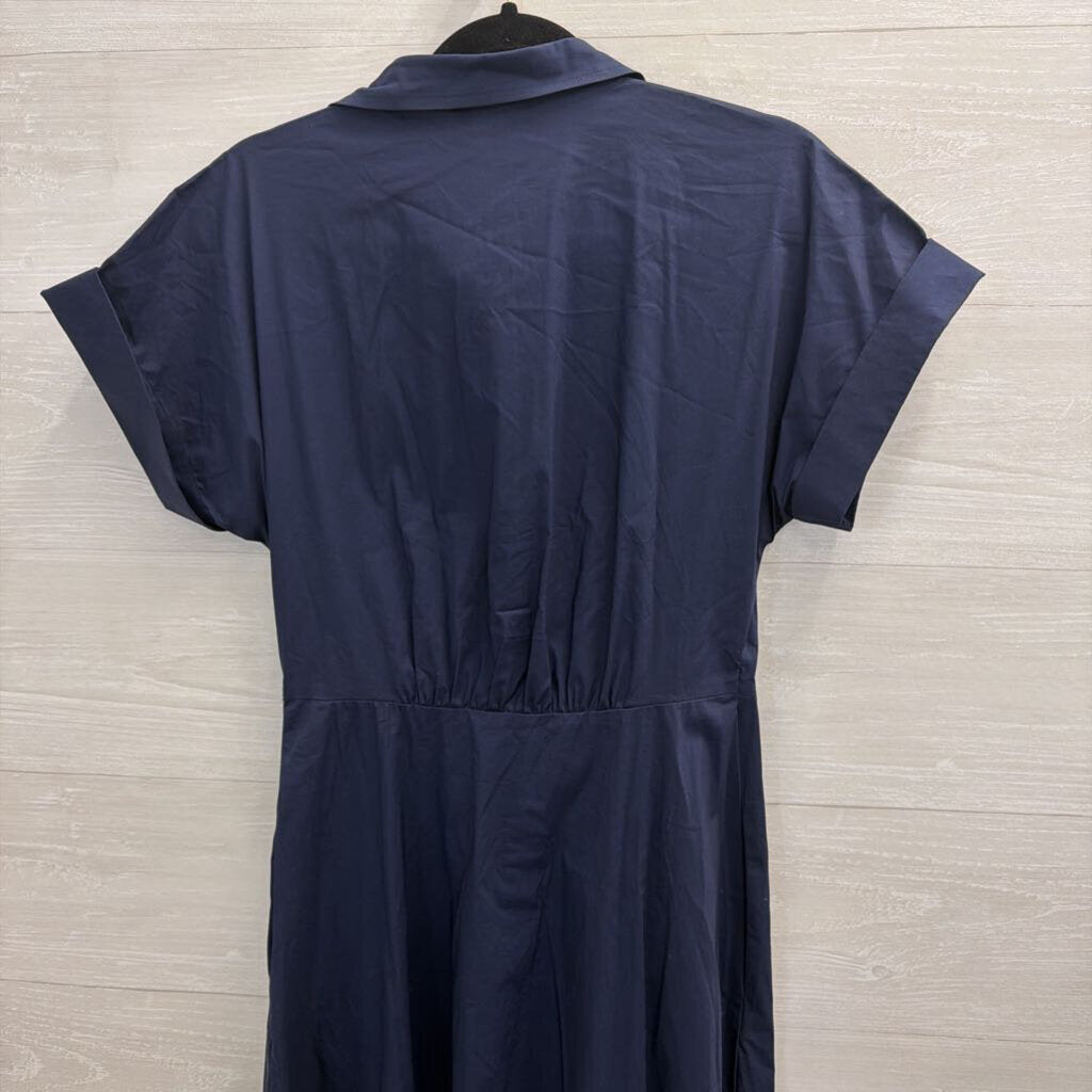 Ralph Lauren Navy Short Sleeve Tie Front Midi Dress 6