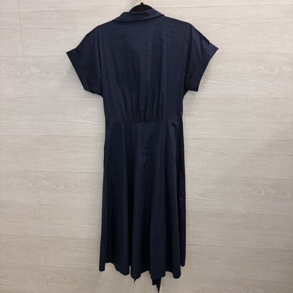 Ralph Lauren Navy Short Sleeve Tie Front Midi Dress 6
