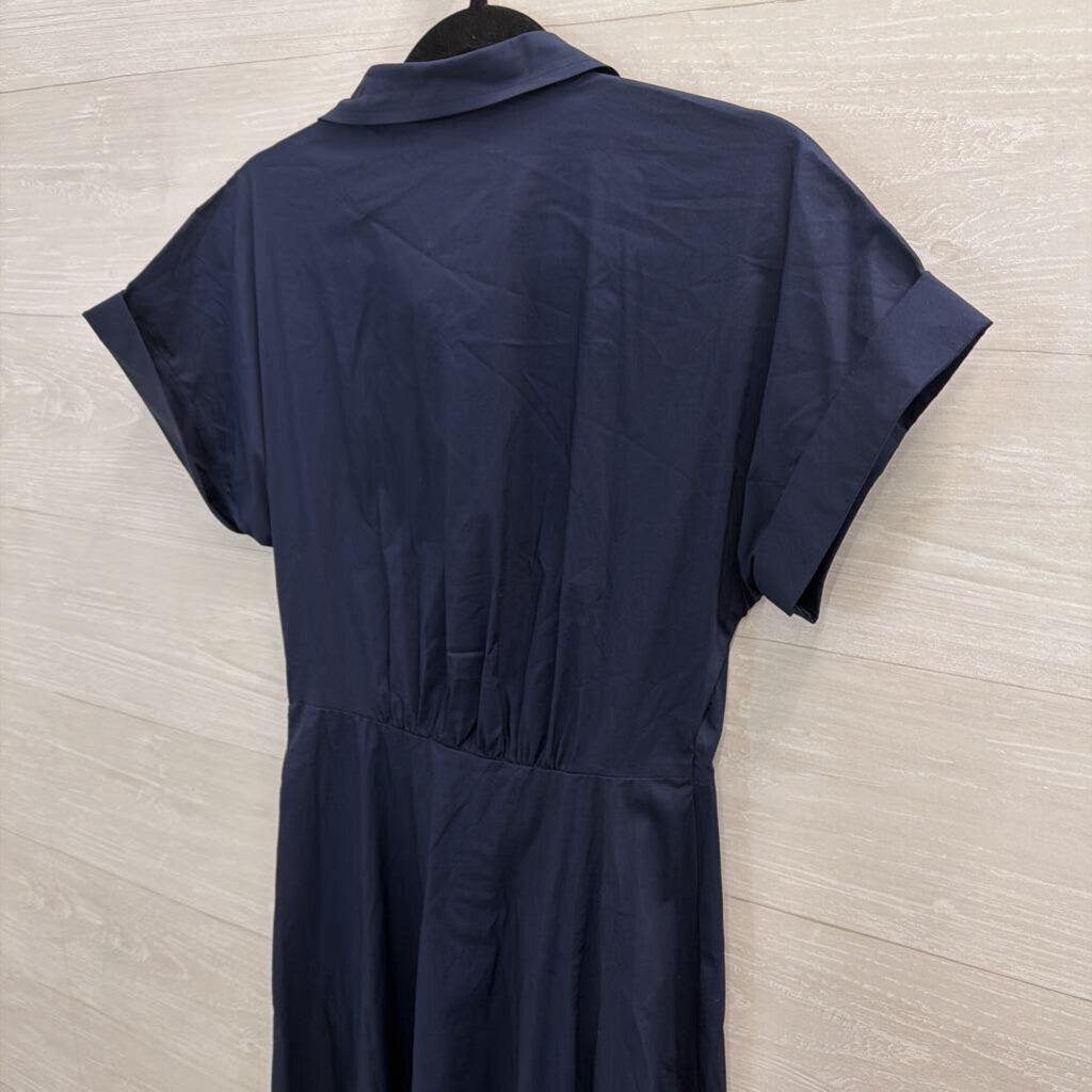 Ralph Lauren Navy Short Sleeve Tie Front Midi Dress 6