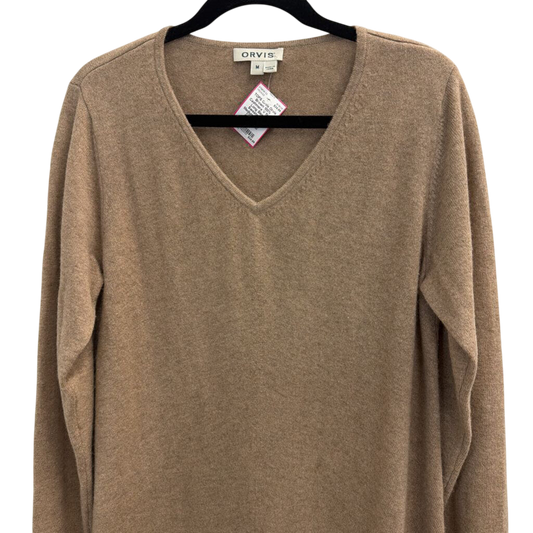 Orvis Brown 100% Cashmere V Neck Long Sleeve Sweater Top Medium