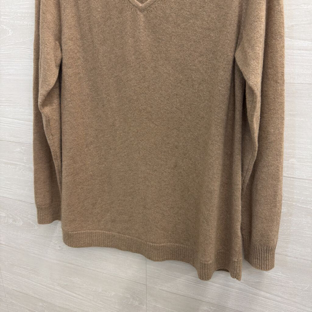 Orvis Brown 100% Cashmere V Neck Long Sleeve Sweater Top Medium