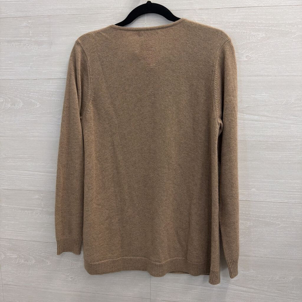 Orvis Brown 100% Cashmere V Neck Long Sleeve Sweater Top Medium
