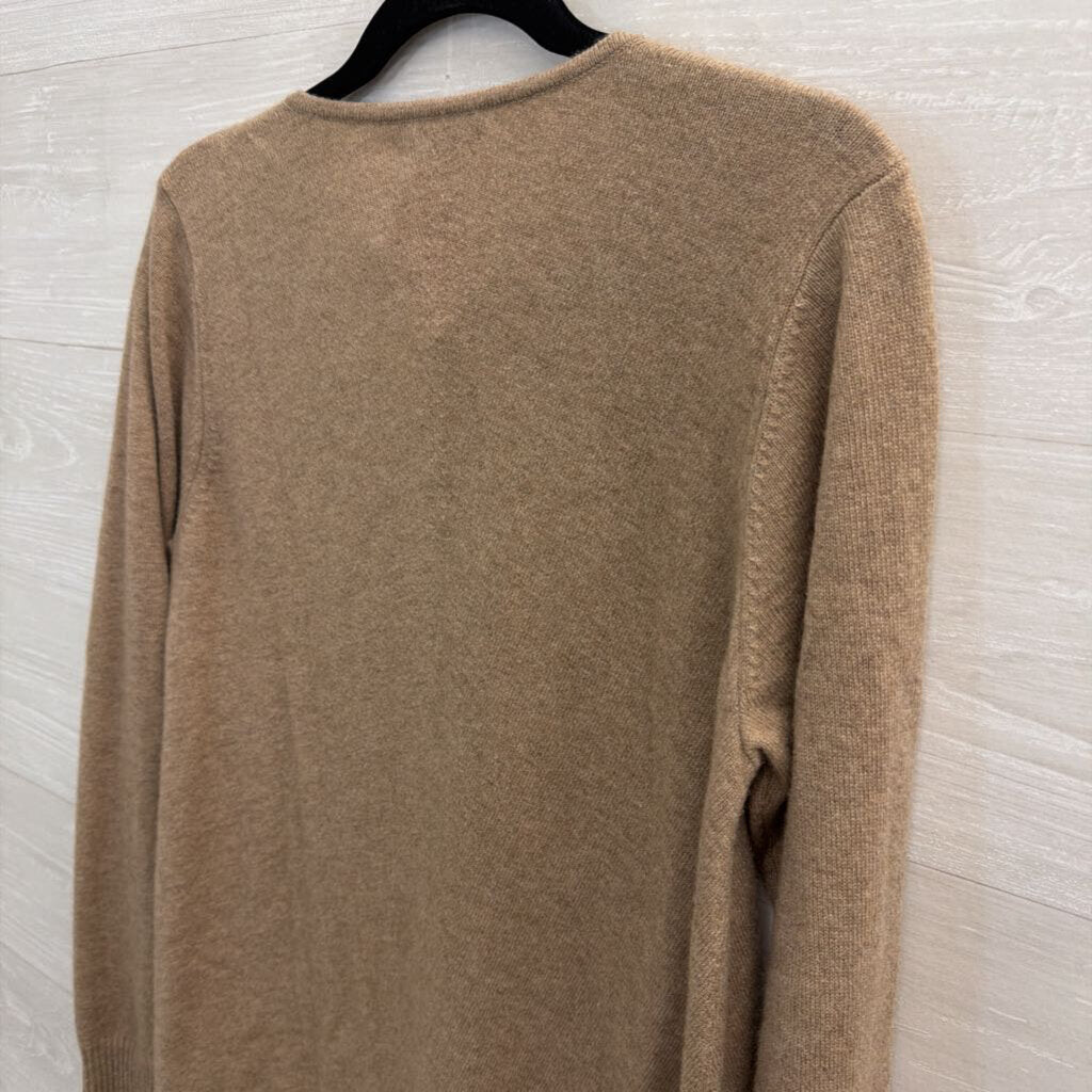 Orvis Brown 100% Cashmere V Neck Long Sleeve Sweater Top Medium