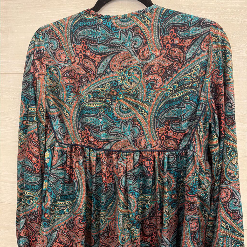Raga Navy/ Multi Embroidered Print Long Sleeve Top Small