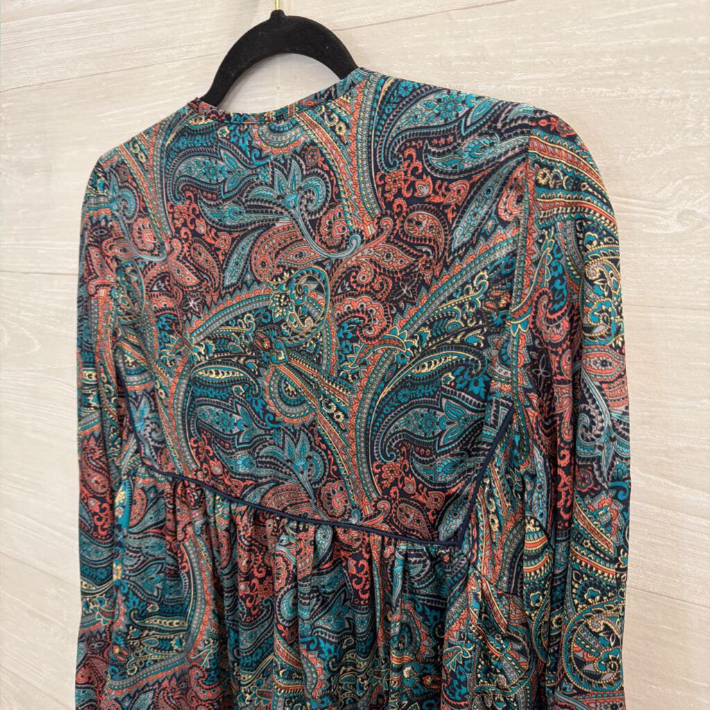 Raga Navy/ Multi Embroidered Print Long Sleeve Top Small