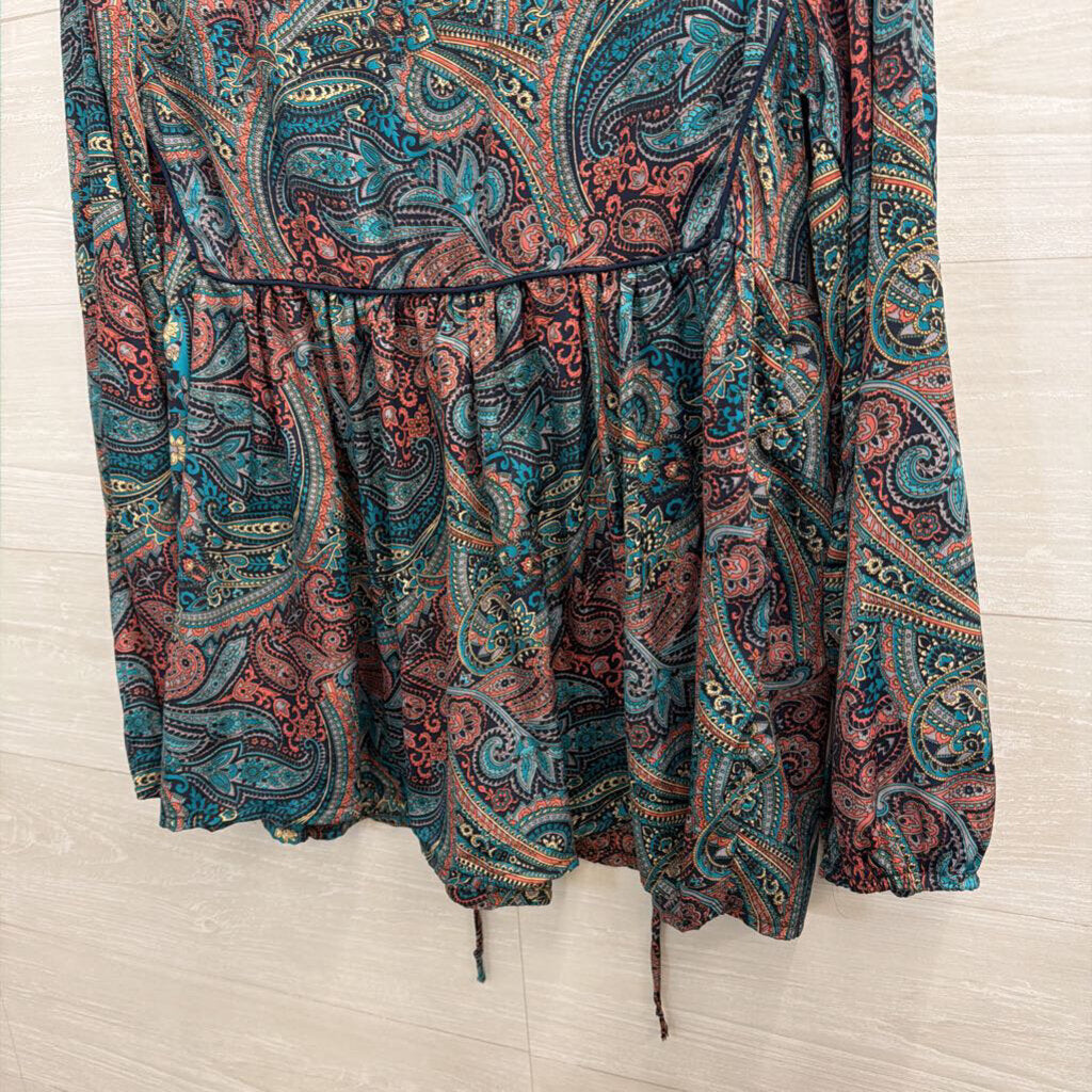 Raga Navy/ Multi Embroidered Print Long Sleeve Top Small